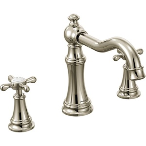 image:imageMoen TS22101BG Weymouth TwoHandle Roman Tub Faucet with Cross Handles Trim Kit Valve Required Brushed GoldNickel