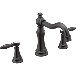 image:imageMoen TS22103BG Weymouth TwoHandle Roman Tub Faucet with Lever Handles Trim Kit Valve Required Brushed GoldMatte Black