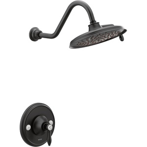 image:imageMoen TS32102EPBL Weymouth PosiTemp Shower Trim Kit Valve Required including 9Inch 2Spray EcoPerformance Rainshower Matte BlackMatte Black
