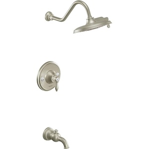 image:imageMoen TS32104BL Weymouth PosiTemp Tub and Shower Trim Kit Valve Required including 9Inch 2Spray Rainshower Matte BlackBrushed Nickel
