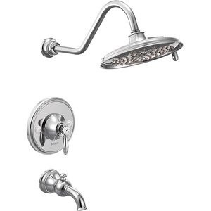 image:imageMoen TS32104EP Weymouth PosiTemp Tub and Shower Trim Kit Valve Required including 9Inch 2Spray EcoPerformance Rainshower ChromeChrome