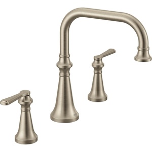 image:imageMoen TS44503BG Colinet Two Handle Arc DeckMount Roman Tub Faucet Trim with Lever Handles Valve Required Brushed GoldBrushed Nickel