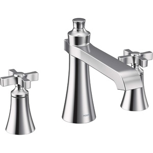 image:imageMoen TS927BN Flara 2Handle Deck Mount Cross Handle Roman Tub Faucet Trim Kit Valve Required Brushed NickelChrome