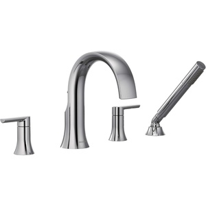 image:imageMoen TS983BL Doux TwoHandle High Arc DeckMount Roman Tub Faucet Trim with Handshower Valve Required Matte BlackChrome