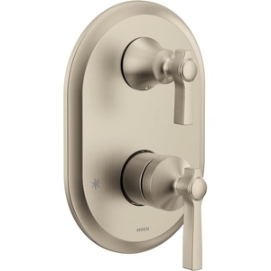 image:imageMoen UTS2411BN Flara MCORE 3Series 2Handle Shower Trim with Integrated Transfer Valve Valve Required Brushed NickelBrushed Nickel