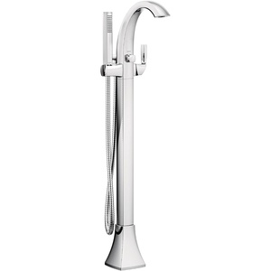 image:imageMoen Voss Brushed Gold OneHandle Freestanding Floor Mount Tub Filler with Handshower 695BGChrome