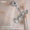 image:imageMoen 8Function Combo Shower Head with Handheld Shower Head and Hose 3Way Diverter Wall Mount Dual Shower Head Chrome 280C1Chrome