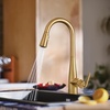 image:imageMoen Crisan Single Handle Pulldown Kitchen Faucet Featuring Power Boost and Reflex Docking System Matte Black 87237BLBrushed Gold