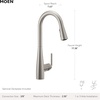 image:imageMoen Crisan Single Handle Pulldown Kitchen Faucet Featuring Power Boost and Reflex Docking System Matte Black 87237BLSpot Resist Stainless