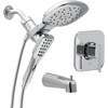 image:imageMoen Inara Spot Resist Brushed Nickel Handshower and Rainfall Shower Head with Lever Handle Tub Spout and Metal Hose 84041SRNChrome