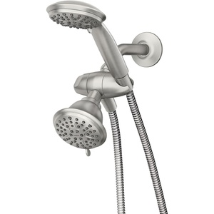image:imageMoen 8Function Combo Shower Head with Handheld Shower Head and Hose 3Way Diverter Wall Mount Dual Shower Head Chrome 280C1Spot Resist Brushed Nickel
