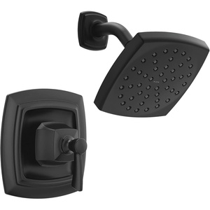 image:imageMoen Conway Matte Black SingleHandle Tub and Shower Faucet with Valve 6Inch Rainshower Showerhead 82923BLMatte Black