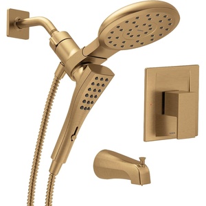 image:imageMoen Revyl Bronzed Gold Detachable Handshower and Rainfall Shower Head with Handle Tub Spout and Metal Hose 82771BZGBronzed Gold