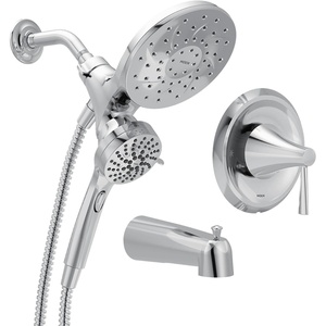 image:imageMoen Ronan Chrome Handshower and Rainfall Shower Head Trim Combo with Handle Tub Spout and Metal Hose 82024Chrome