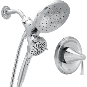 image:imageMoen Ronan Matte Black SingleHandle 6Spray Tub and Shower Faucet with Valve Magnetix Handheld Showerhead and 6Inch Rainshower 82025BLChrome