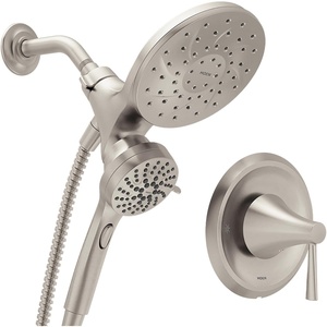 image:imageMoen Ronan Matte Black SingleHandle 6Spray Tub and Shower Faucet with Valve Magnetix Handheld Showerhead and 6Inch Rainshower 82025BLSpot Resist Brushed Nickel