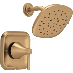 image:imageMoen Ronan Matte Black SingleHandle Tub and Shower Faucet with Valve 6Inch Modern Rainshower 82123BLBronzed Gold