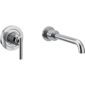 image:imageMoen Gibson Single Handle Wall Mount Tub Filler High Flow Tub Faucet with 10 Spout Reach Matte Black WT961BLChrome
