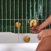 image:imageAlign Matte Black Single Handle Wall Mount Tub Filler High Flow Tub Faucet with 10 Spout Reach WT391BLBrushed Gold