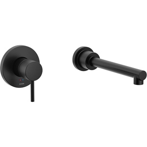 image:imageAlign Matte Black Single Handle Wall Mount Tub Filler High Flow Tub Faucet with 10 Spout Reach WT391BLMatte Black