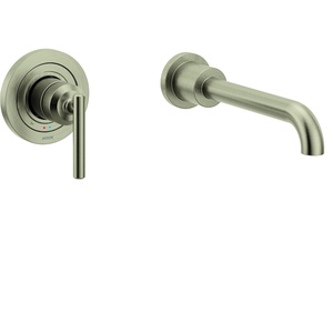 image:imageMoen Gibson Single Handle Wall Mount Tub Filler High Flow Tub Faucet with 10 Spout Reach Brushed Nickel WT961BNBrushed Nickel