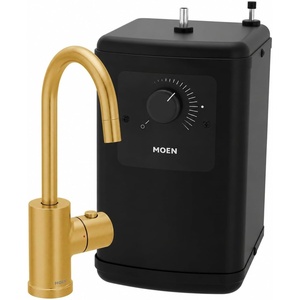 image:imageMoen Instant Hot Water Tank 23 Gallon Under Sink Adjustable Dial 140190F 120V PlugIn DIY Install Kit Included IH2300 amp Modern Brushed Gold Instant Hot SIP Faucet with Insulated SpoutIH7660BG