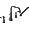 image:imageMoen TS44504BL Colinet Two Handle DeckMount Roman Tub Faucet Trim with Lever Handles and Handshower Valve Required Matte BlackMatte Black
