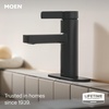 image:imageMoen 84774BL Beric 1Handle Bath Faucet wPushDown Drain Matte BlackMatte Black