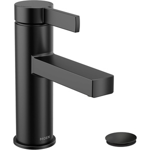 image:imageMoen 84774BL Beric 1Handle Bath Faucet wPushDown Drain Matte BlackMatte Black