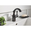 image:imageMoen Sarona Spot Resist Brushed Nickel OneHandle Single Hole Rustic Farmhouse Bathroom Sink Faucet with Optional Deckplate 84144SRNMediterranean Bronze Pack of 2