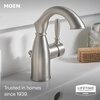 image:imageMoen Sarona Spot Resist Brushed Nickel OneHandle Single Hole Rustic Farmhouse Bathroom Sink Faucet with Optional Deckplate 84144SRNSpot Resist Brushed Nickel
