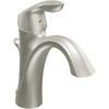 image:imageMoen OilRubbed Bronze Single Hole Bathroom Sink Faucet Trim Kit with Deck Plate and Water Drain Ideal for Bath Vanity Sinks 6400ORBBrushed Nickel