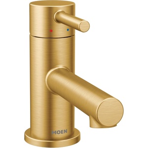 image:imageMoen Align Brushed Gold OneHandle Single Hole Low Profile Modern Bathroom Faucet with Drain Assembly 6191BGBrushed Gold