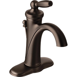 image:imageMoen Brantford Brushed Nickel OneHandle Traditional LowArc Bathroom Faucet with Optional Deckplate and Available Vessel Sink Extension Kit 6600BNOil Rubbed Bronze