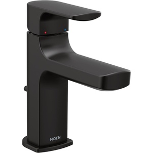 image:imageMoen Rizon Matte Black OneHandle Modern Bathroom Faucet with Drain Assembly 6900BLMatte Black