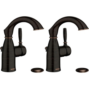 image:imageMoen Sarona Spot Resist Brushed Nickel OneHandle Single Hole Rustic Farmhouse Bathroom Sink Faucet with Optional Deckplate 84144SRNMediterranean Bronze Pack of 2