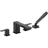 image:imageMoen 90 Degree Matte Black TwoHandle Deck Mount Roman Tub Faucet Trim Kit with Handshower Valve Required TS914BL