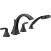 image:imageMoen Voss Matte Black TwoHandle Deck Mount Roman Tub Faucet Trim Kit with Handshower Valve Required T694BL