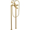 image:imageMoen Weymouth Brushed Gold TwoHandle Freestanding Tub Filler with CrossHandles and Handshower S22105BG